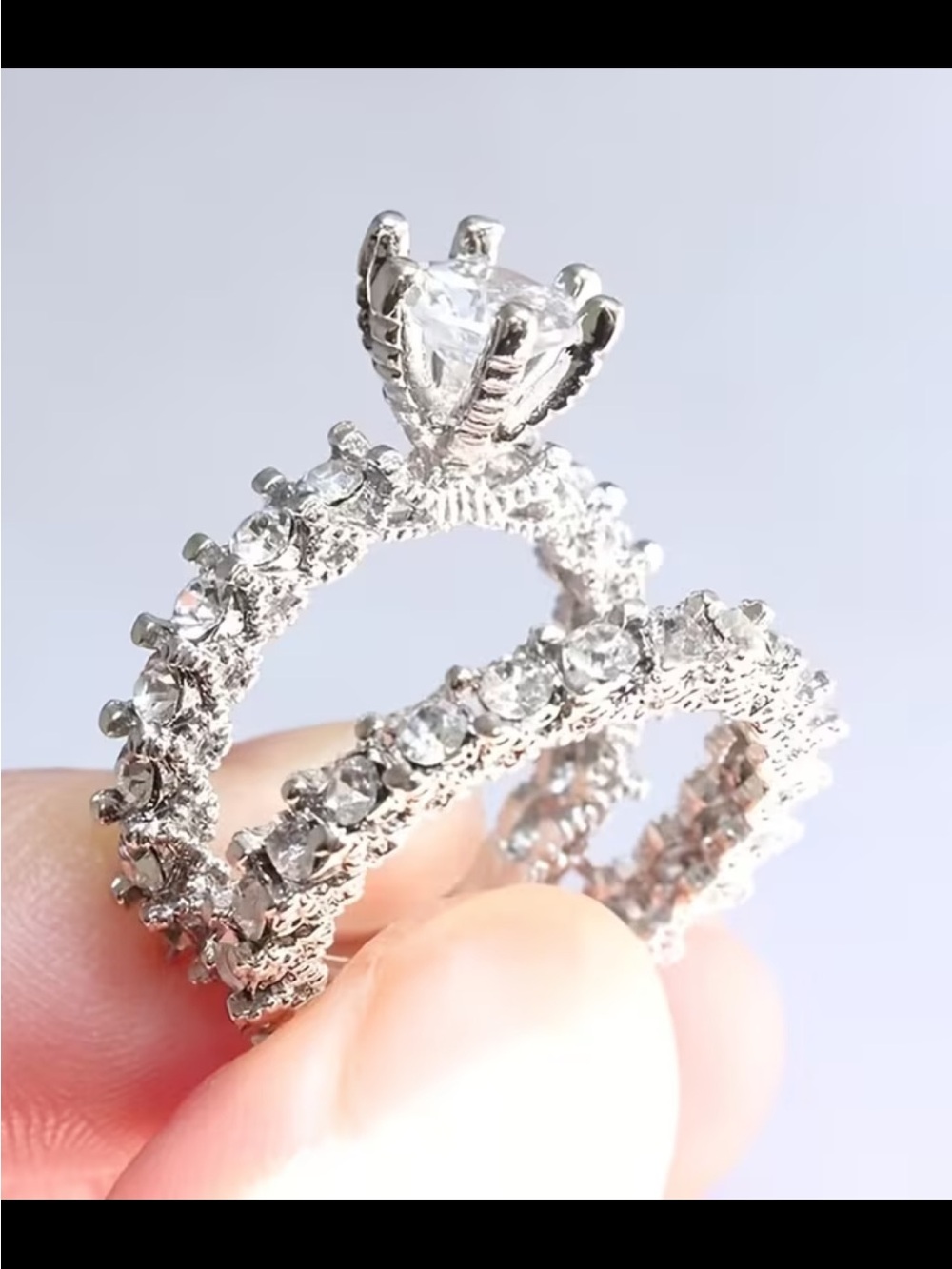 Affordable Fashion Finds Silver Crystal Bridal Ring Set
